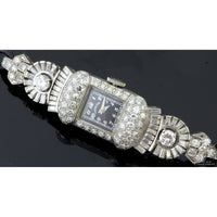 Exquisite 1940s Platinum 3.25ctw Diamond Hamilton Art Deco Watch