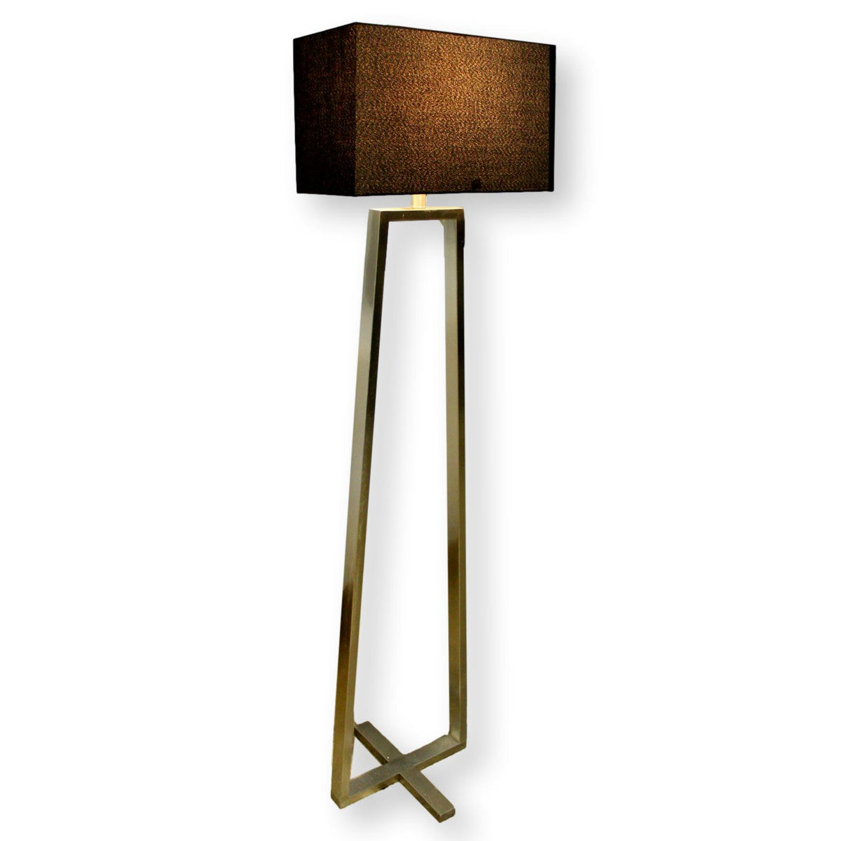 Modern Steel Floor Lamp w/Black Shade