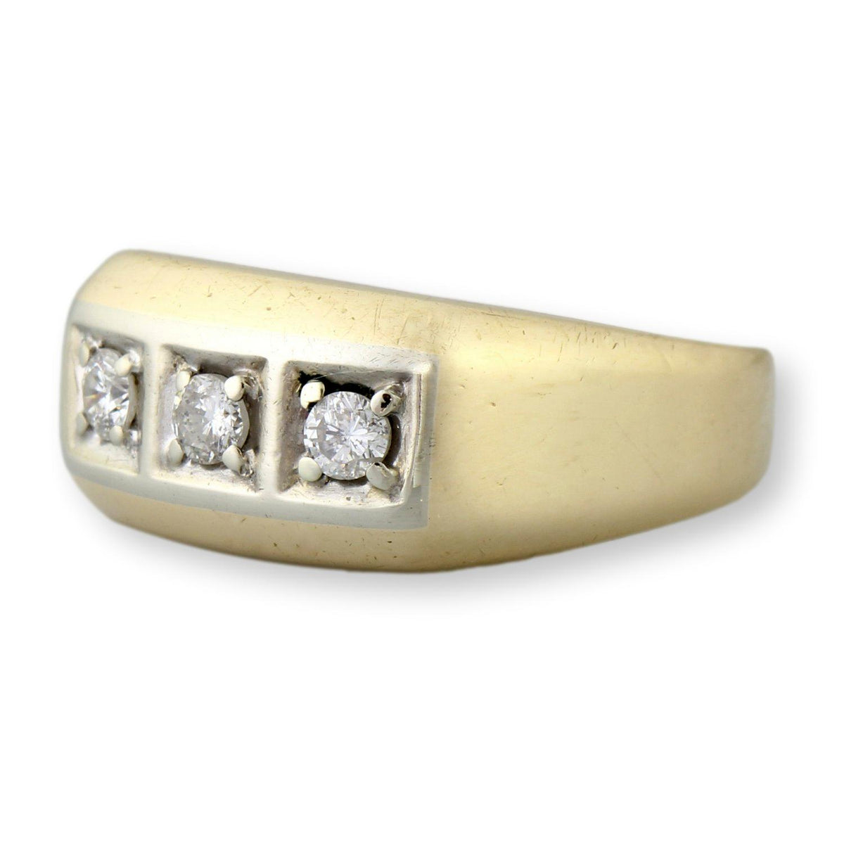 Vintage 10K Gold Three-Stone .43ctw Diamond Men’s Ring