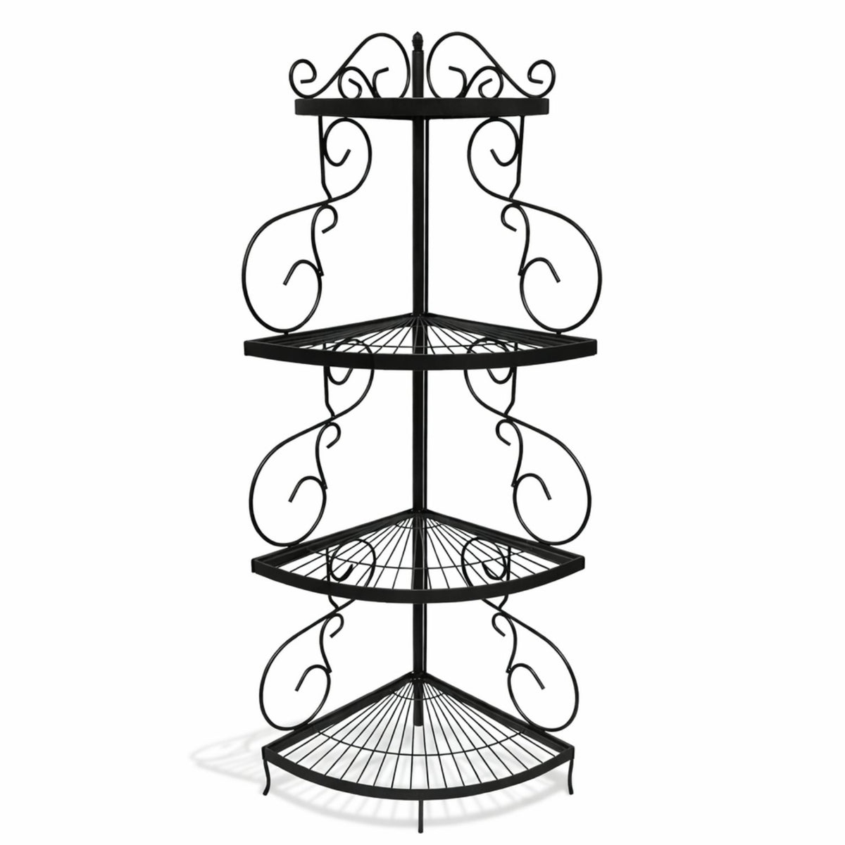 Black Iron 4-Tier Corner Shelf