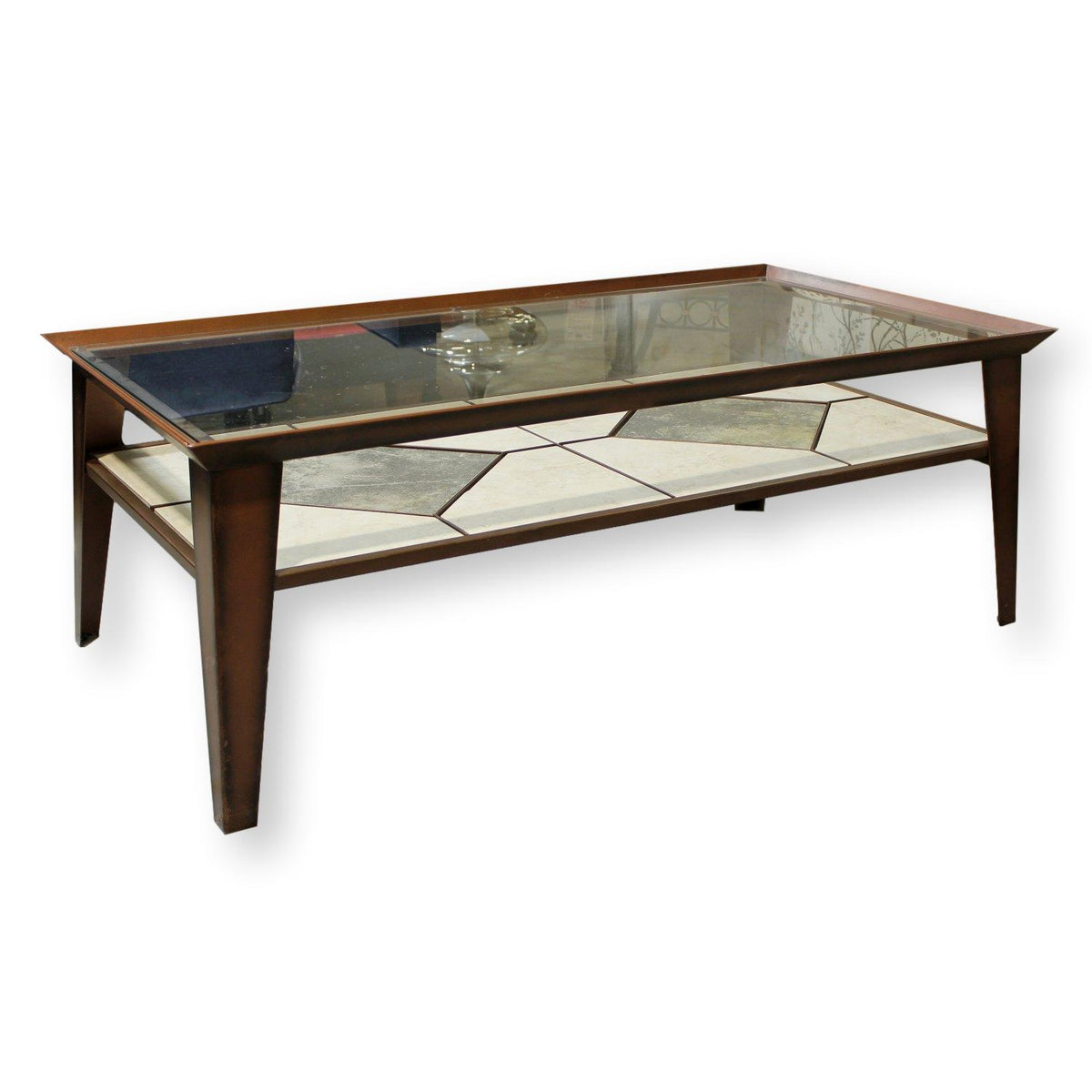 Ercol Furniture Glass Top Coffee Table w/Tile