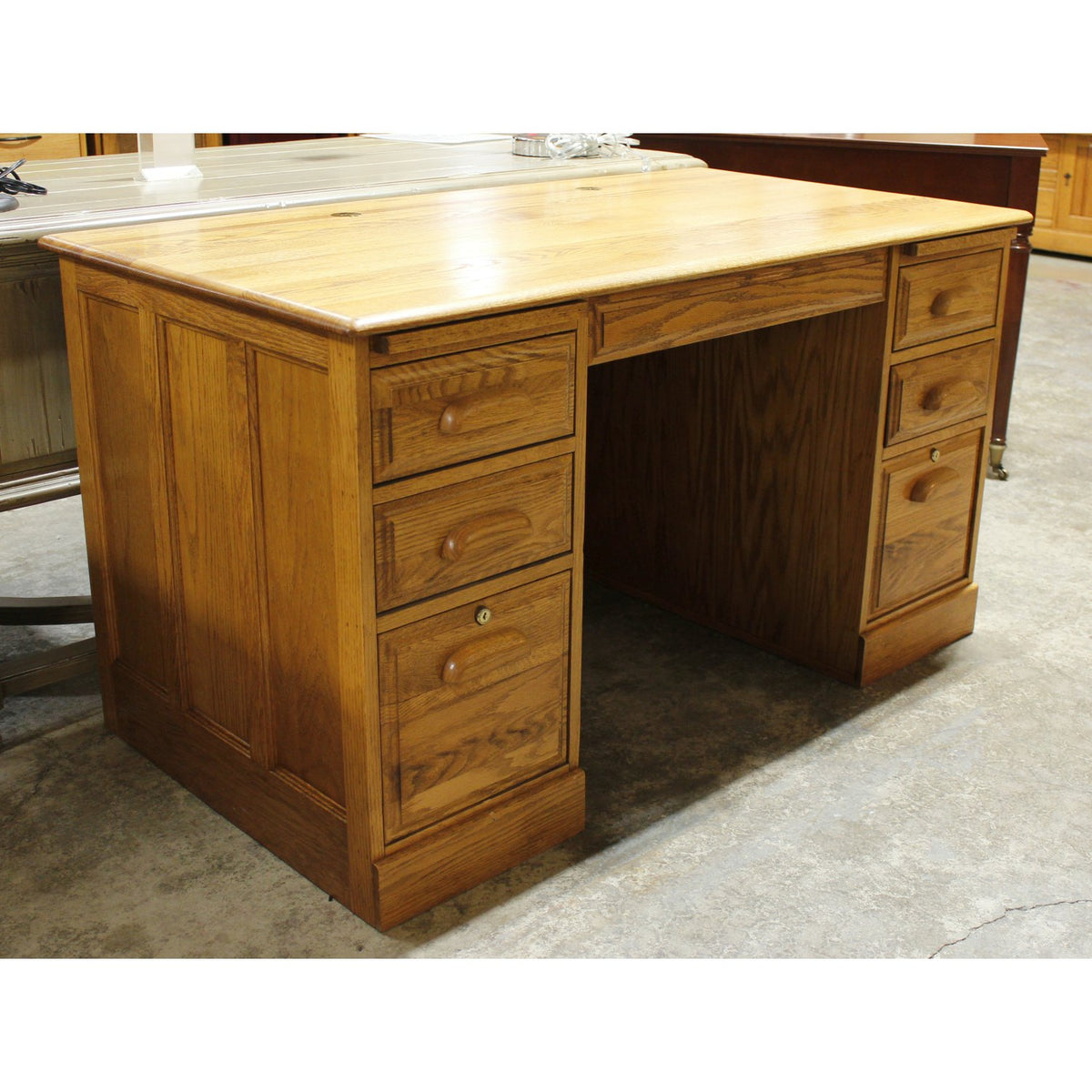 Oak Double Pedestal Desk