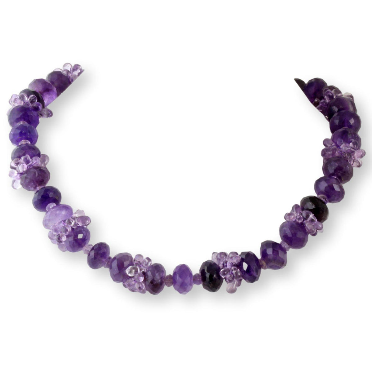 Natural Amethyst Rondell & Teardrop Beaded Necklace