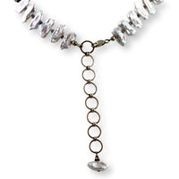 Lake Biwa Japan Pearls, Labradorite, Embossed Sterling Necklace