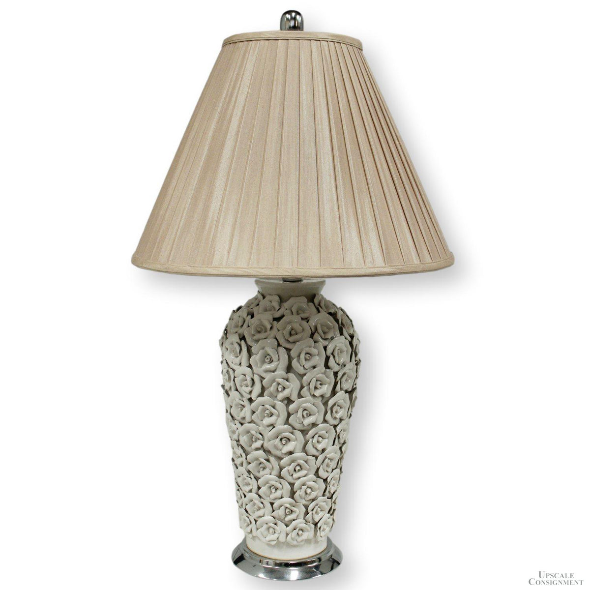 White Ceramic Floral Table Lamp