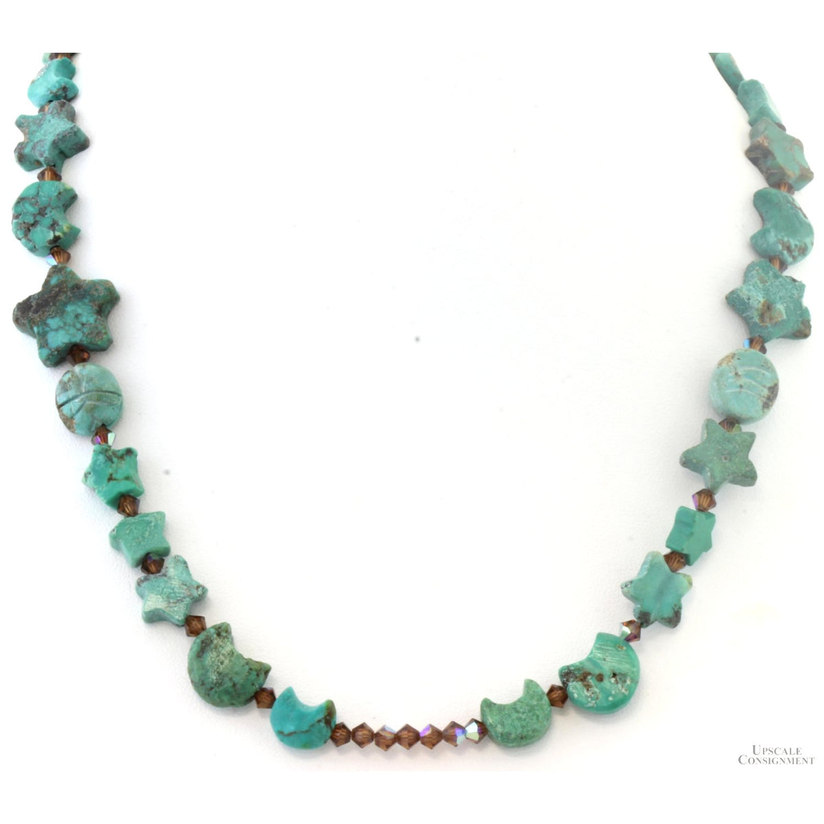Vintage Turquoise Celestial Moon & Star Necklace & Earrings Set | Sterling Silver
