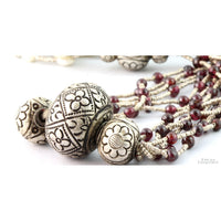 Multi-Strand Freshwater Pearl & Garnet Sterling Silver Necklace