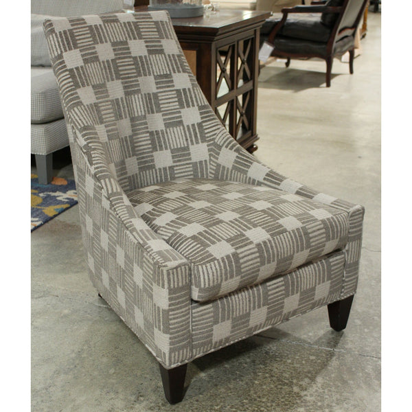 Baker Furniture Gray & Off-White Checkered Accent Chair