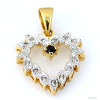 Polki Diamond & Sapphire 14K Gold Plate Open Heart Pendant