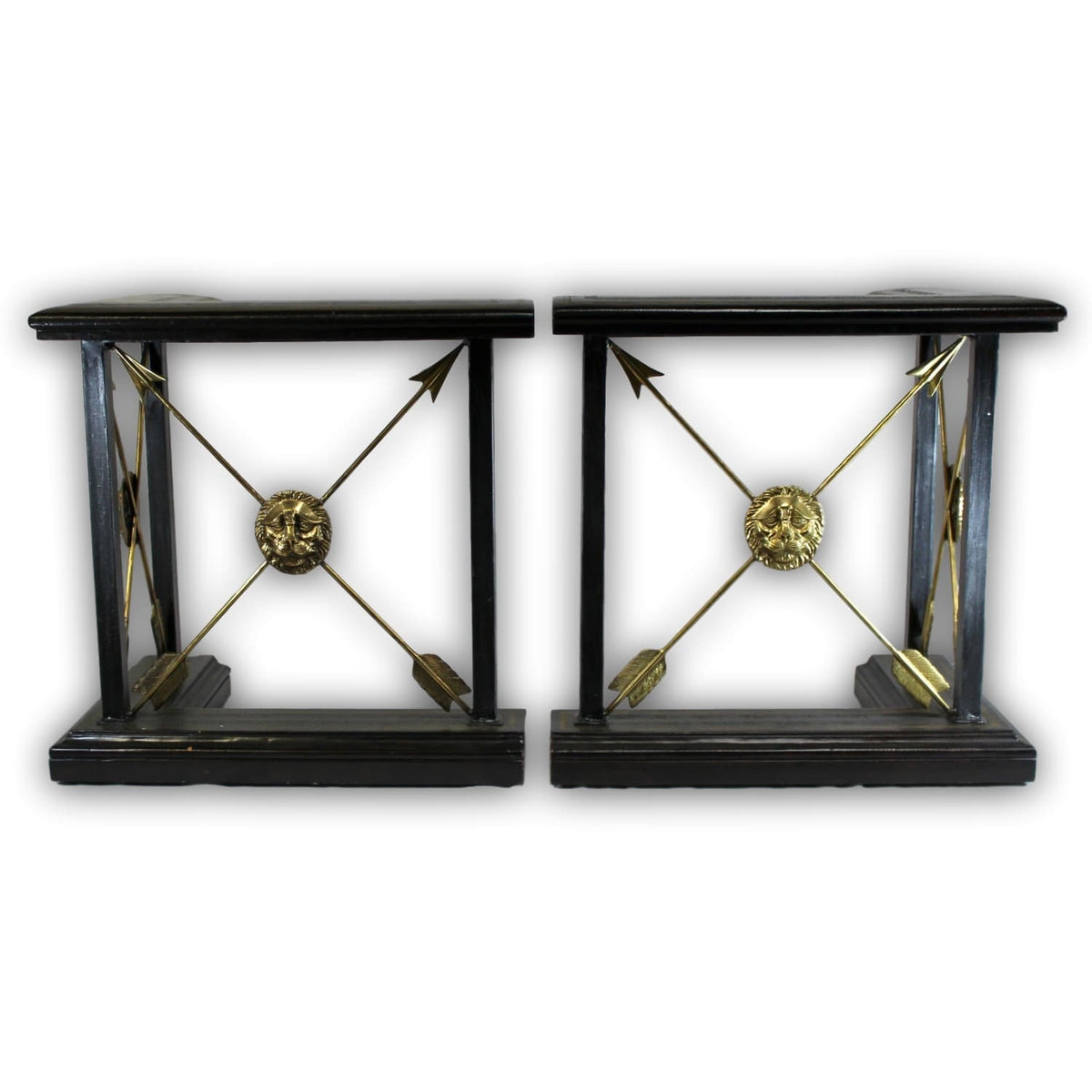 Maitland Smith Pair of  Lion Head Fireplace Fenders