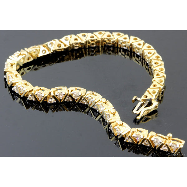 Signed 3.00ctw Diamond Tennis Bracelet in 14K Yellow Gold