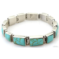 Vintage Mexican 950 Silver Robin's Egg Blue Graduated Turquoise Bracelet