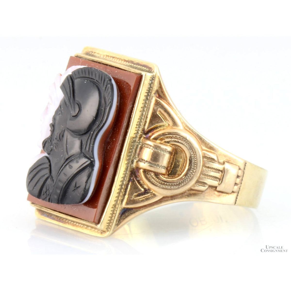 Sardonyx Helen & Paris of Troy Cameos 14K Rose Gold Ring