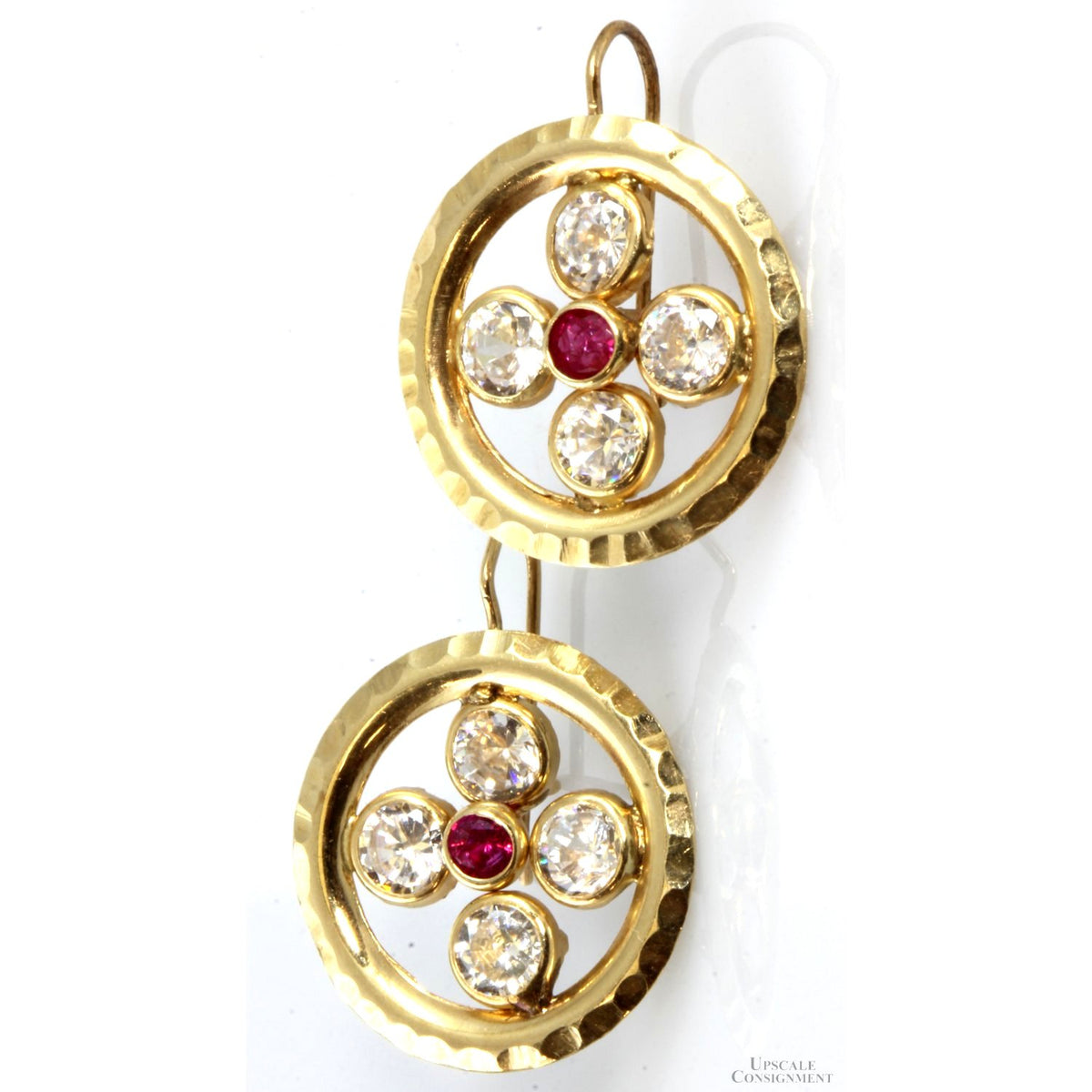 Created Ruby & Cubic Zirconia 14K Yellow Gold Earrings