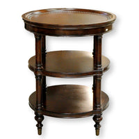 Round Leather Top Accent Table