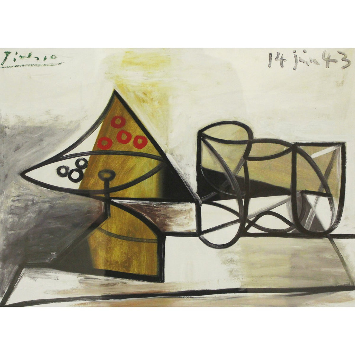 Gallery Framed Art Print 'Compotier et verres 1881-1973' By Pablo Picasso