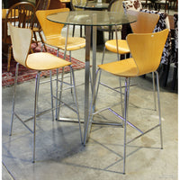 Round Glass Top Bar Height Table w/4 Bentwood Stools