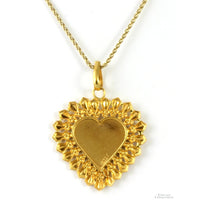 22K Gold Diamond Cut Heart Pendant & 14K Gold Chain Neclace