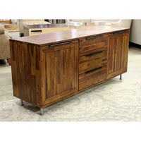 LH Imports Tropical Wood Media Console w/ Steel Legs