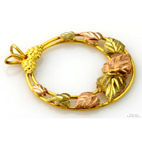 10K Black Hills Gold Pendant - 12K Rose & Green Gold Leaves