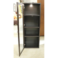 Black Narrow Bookcase w/Glass Door