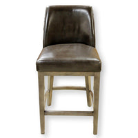 Restoration Hardware Dark Brown Leather Counter Stool