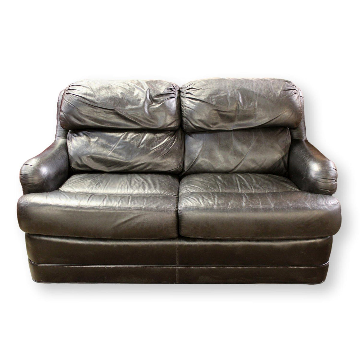 Drexel Heritage Black Leather Loveseat