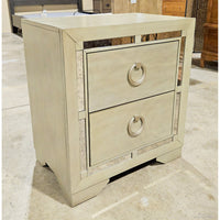 2 Drawer Nightstand w/Mirror Trim