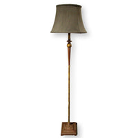 Currey & Company Antique Brass Floor Lamp w/Gray Shade