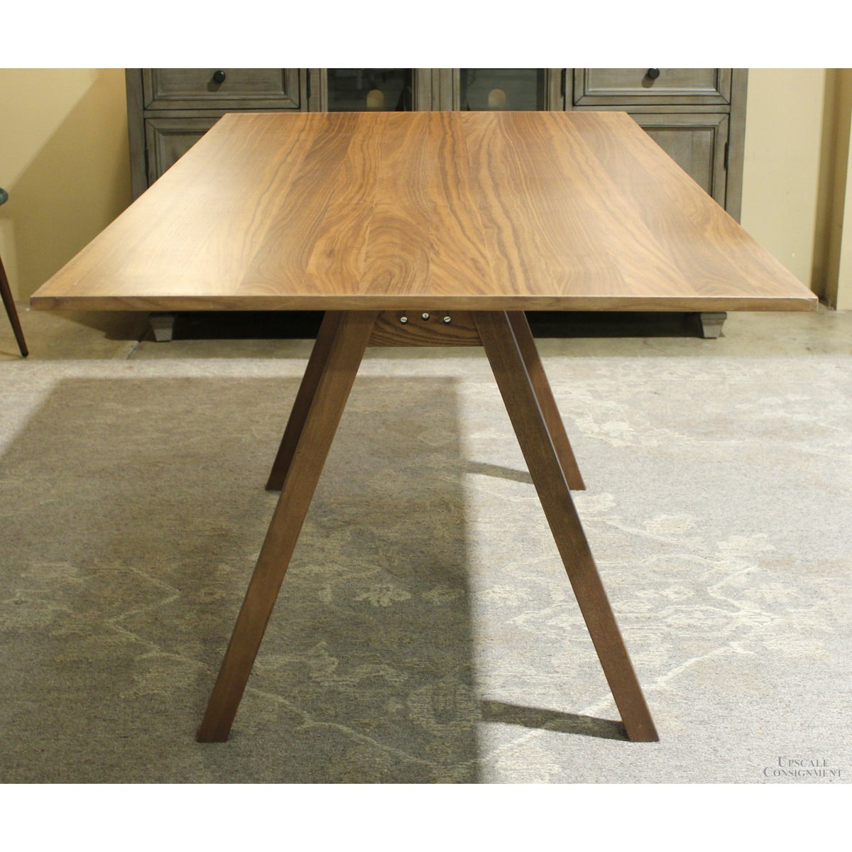 Contemporary Dining set w/6 Green Upholstered Chairs