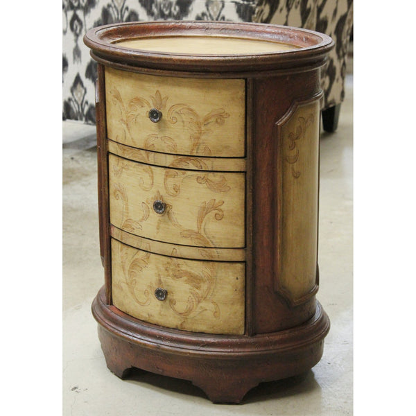 Oval 3 Drawer Handpainted Chest