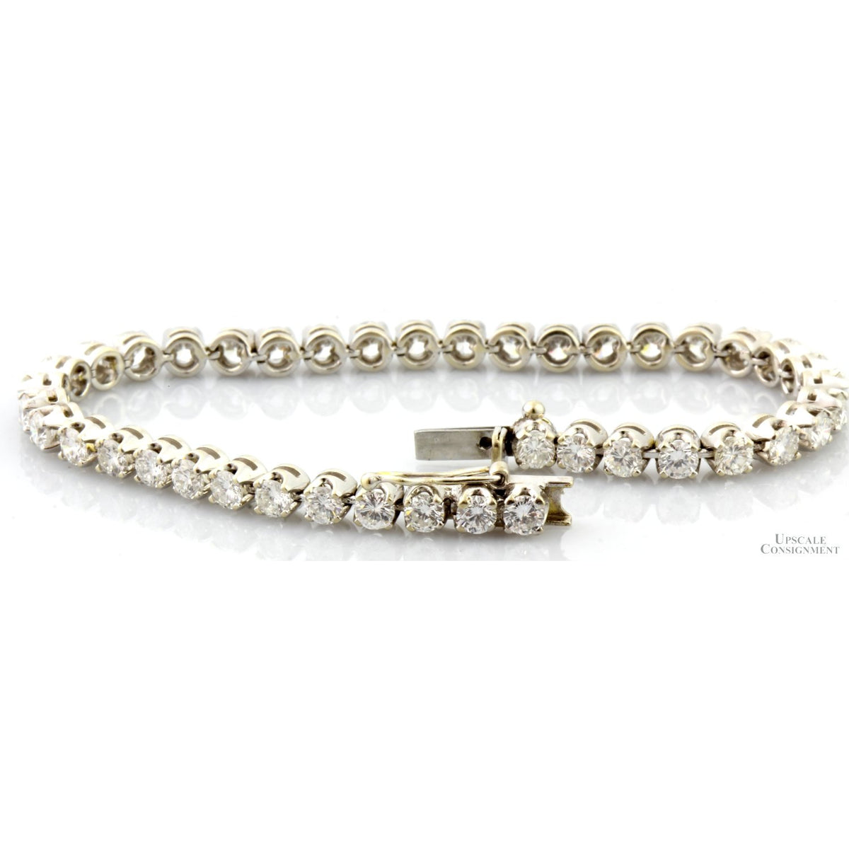 14K White Gold 5.28ctw Diamond Line Tennis Bracelet