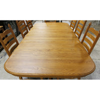 Shin-Lee Solid Oak Dining Table w/8 Ladderback Chairs
