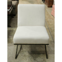 Armless Linen Accent Chair with Bronze Frame