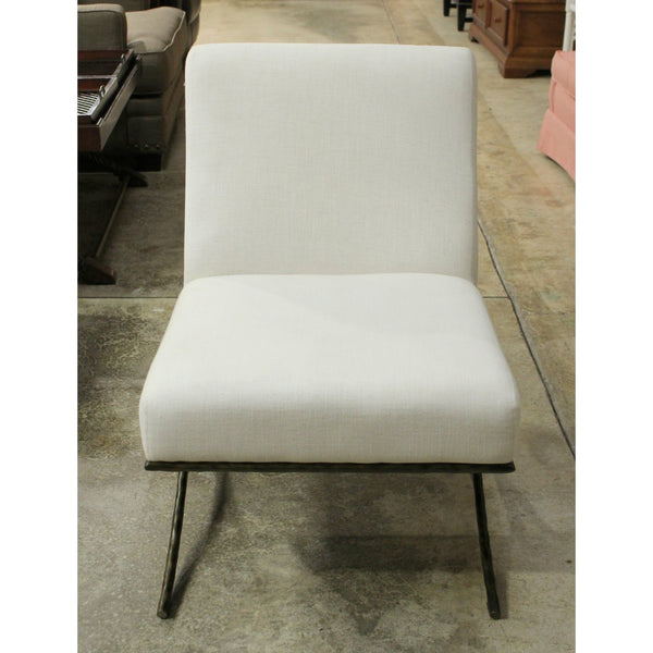 Armless Linen Accent Chair with Bronze Frame