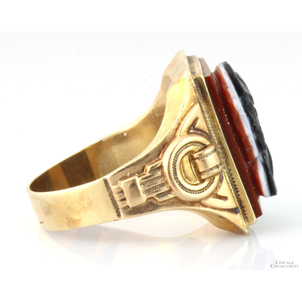 Sardonyx Helen & Paris of Troy Cameos 14K Rose Gold Ring