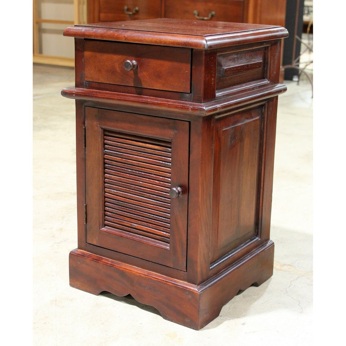 Tropical Wood Nightstand w/Reeded Door
