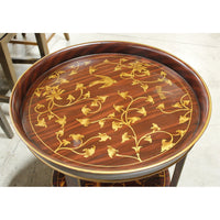 Round 2-Tier Accent Table w/Leaves & Birds