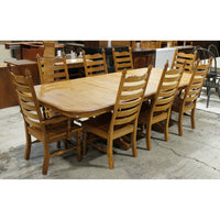 Shin-Lee Solid Oak Dining Table w/8 Ladderback Chairs