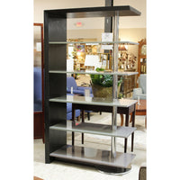Modern Black Oak, Gray, & Chrome Etagere