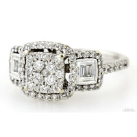 1.00ctw Diamond Three-Stone Cluster 10K White Gold Ring