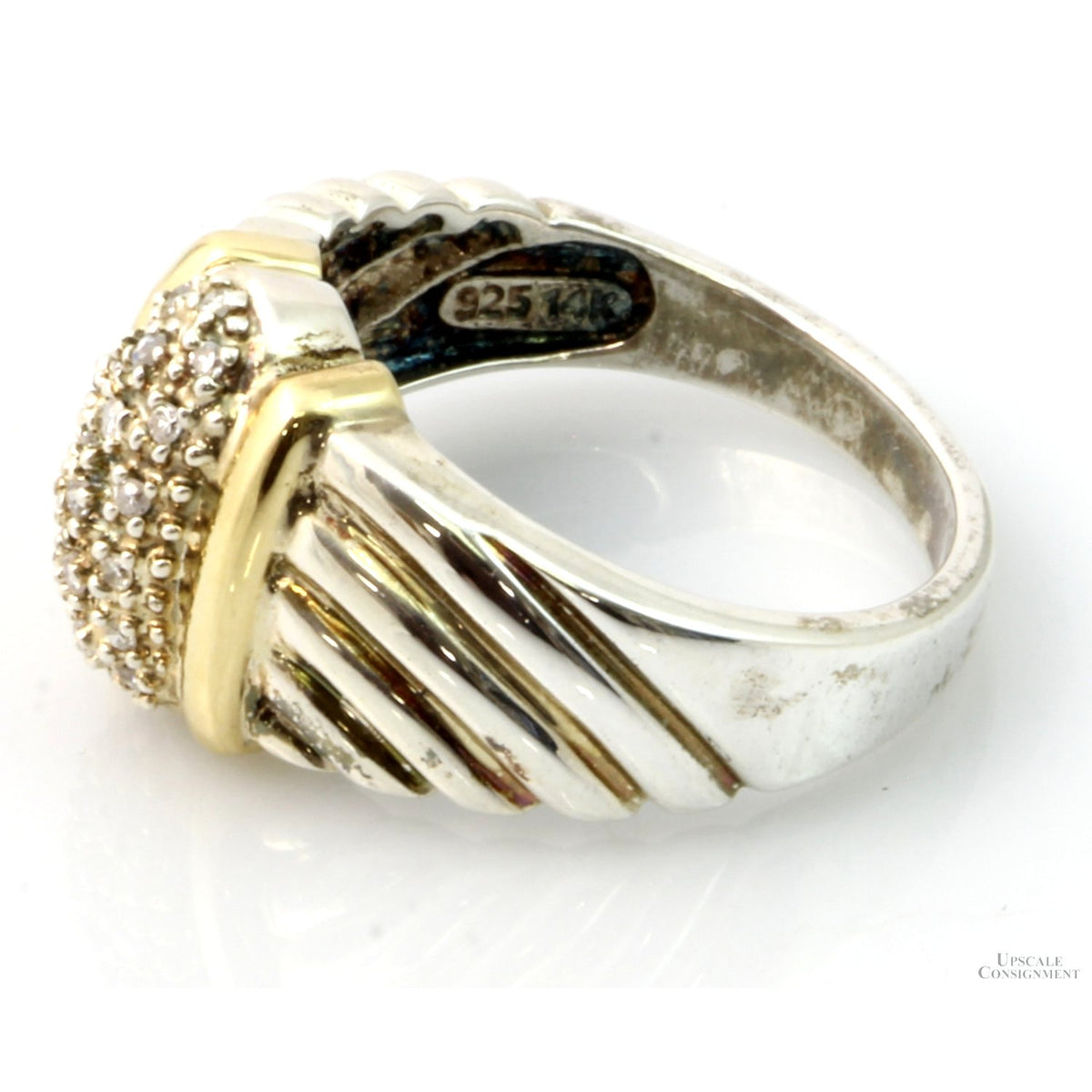 Sterling Silver 14K Yellow Gold .12ctw Diamond Eliza Ring