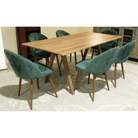 Contemporary Dining set w/6 Green Upholstered Chairs