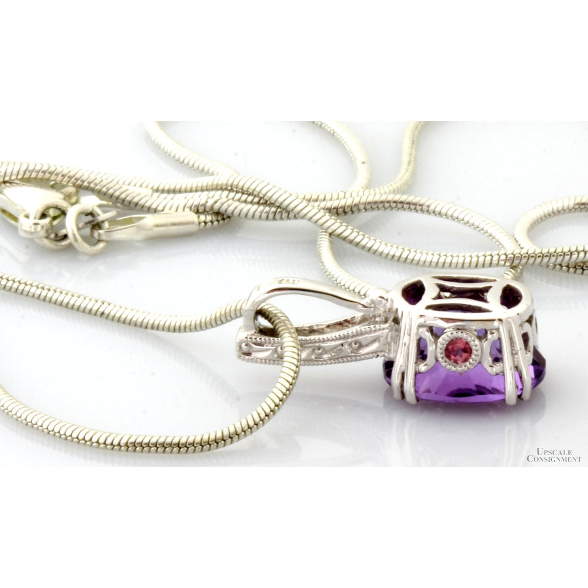 Amethyst Topaz & Diamond 14K Gold Pendant & Silver Necklace