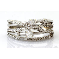14K White Gold .70ctw Diamond Crossover Vintage Ring