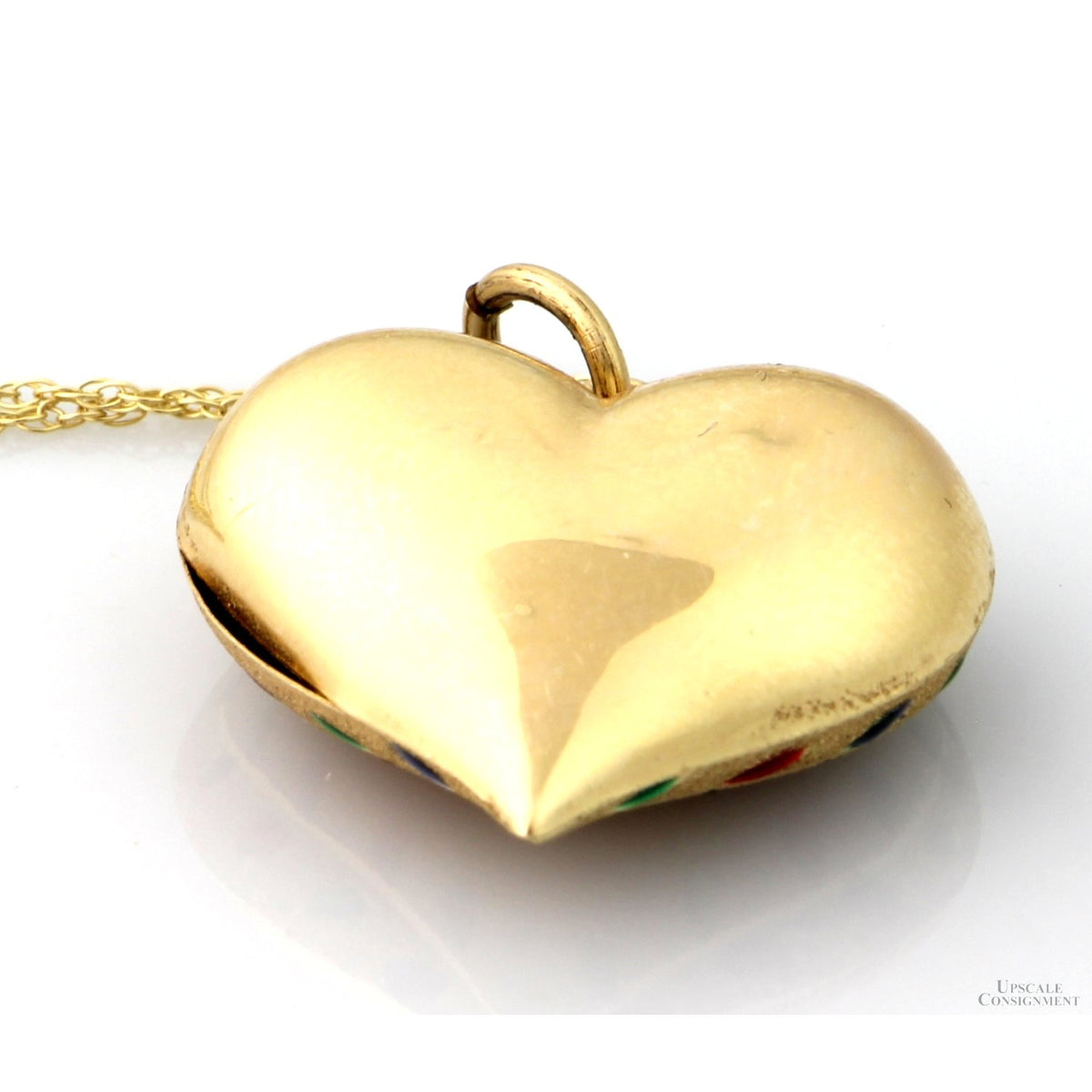 14K Two-Tone Gold Puffy Heart Necklace - Enameled Jewels