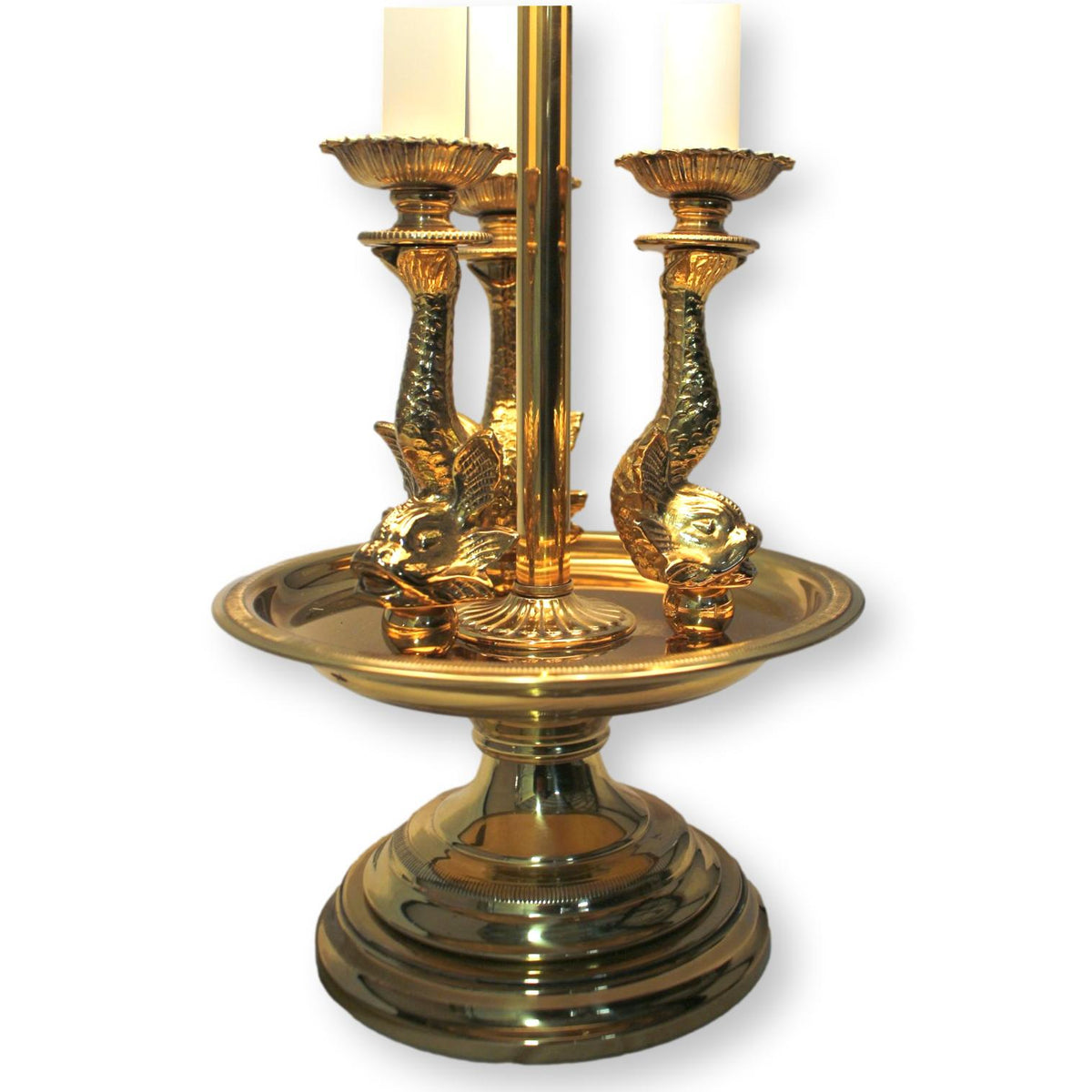 Bouillotte Style Brass Koi Table Lamp