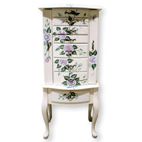 Hand Painted White Jewelry Armoire