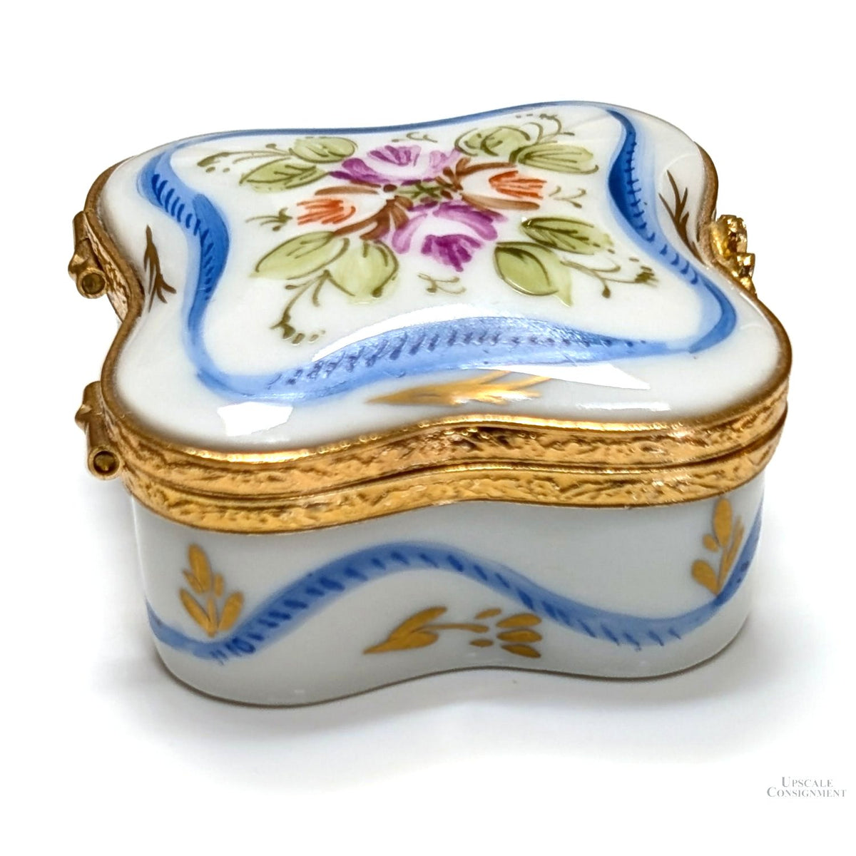 Limoges Square Hand-Painted Trinket Box