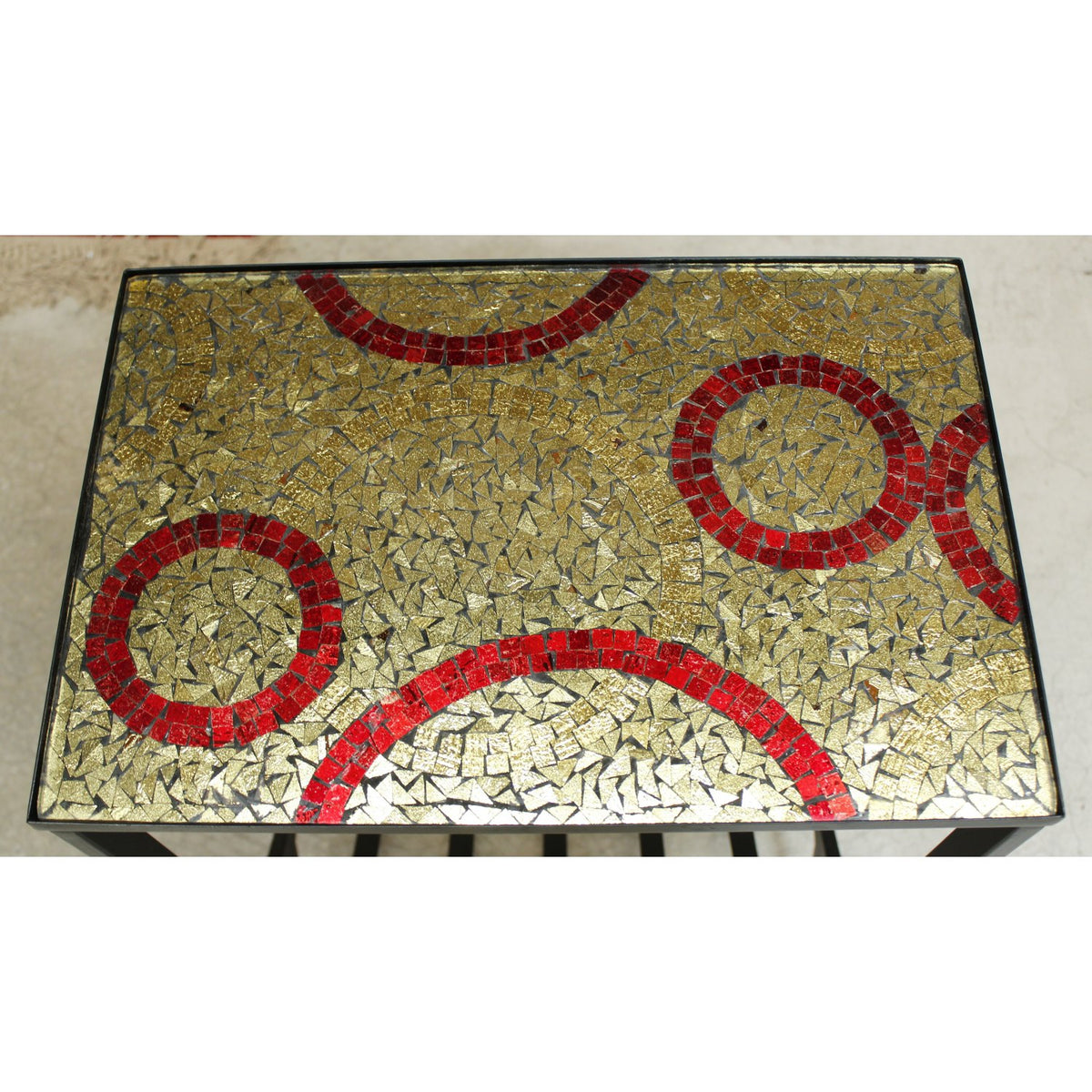 Mosaic Glass Top Metal Accent Table